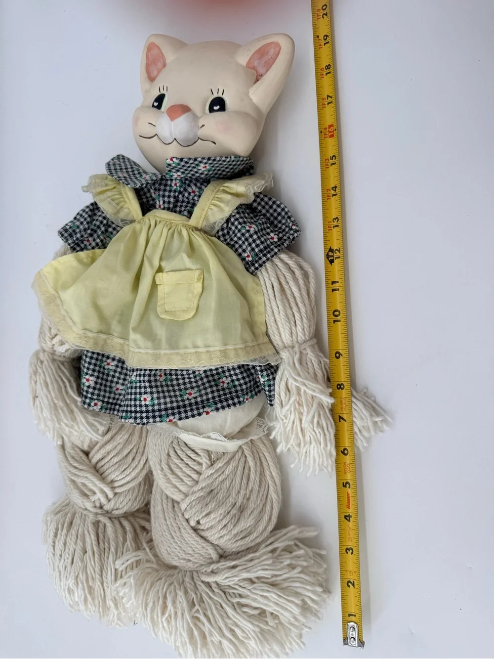 Ina Cream Cat Doll with Yellow Dress and Green-Accented Checked Collar